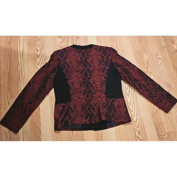 Kasper Blazer Women's Black Red Snake Print Pattern Long Sleeve Open Jacket Sz 8 - Picture 7 of 7